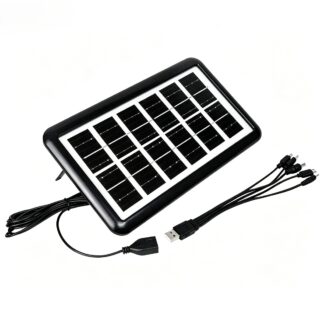 Small 5V 4W Solar Panel with USB Output and Multi 5 in 1 Charging Cable for Daily Use